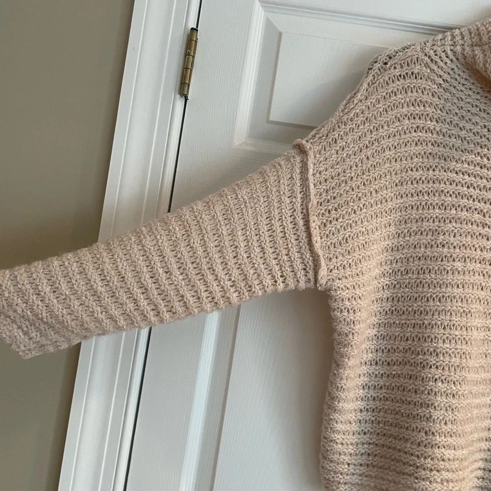 Aerie Babe Chenille Cowl Turtleneck Sweater Soft Satin/Cream/Tan XS